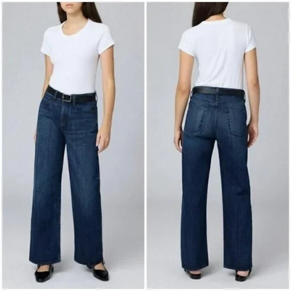 Rag & Bone Lori Mid-Rise Wide Leg in Dark Wash Blue Women 32 Made USA NWT $278
